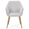 Nimara Vanessa spisebordsstol med armlæn - beige tekstil og egelook* Spisebordsstole