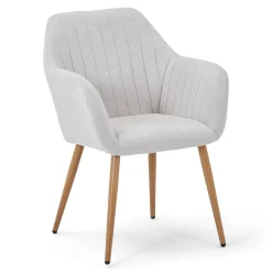 Nimara Vanessa spisebordsstol med armlæn - beige tekstil og egelook* Spisebordsstole