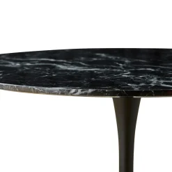 Nimara Zander - Rundt sort marmor-look spisebord med trompetfod - Ø100 cm* Spiseborde